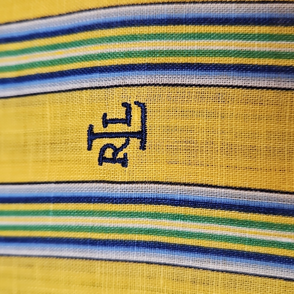 Lauren Ralph Lauren 100% Linen Button Up Shirt Women's XL Stripes Yellow - Picture 5 of 10